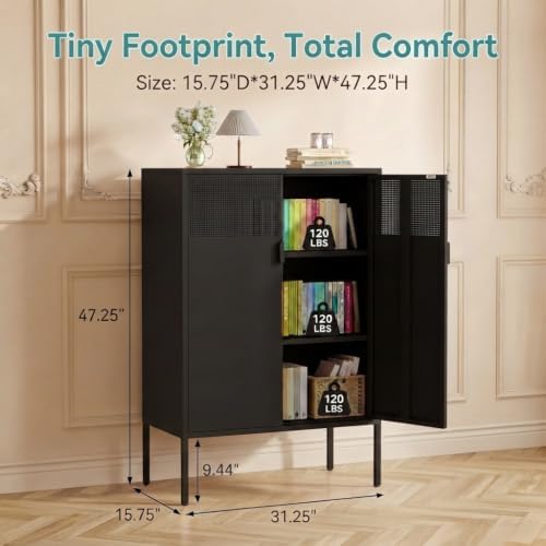 47" Metal Locker Storage Cabinet Small Buffet Sideboard Cabinets