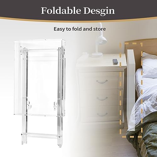Acrylic Folding Square Tray Table, Clear, 24x20x14 inch, Home, Bar & Showroom Use