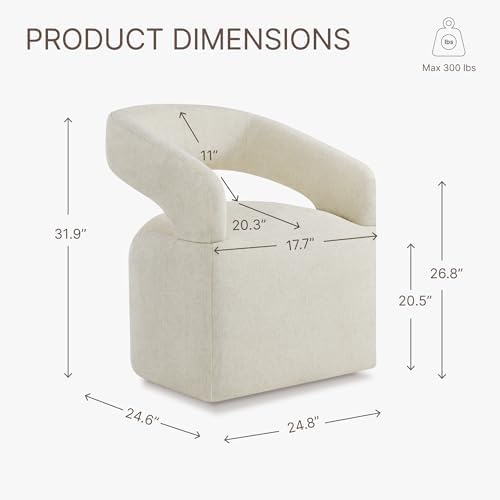 KISLOT Upholstered Dining Chairs Set of 4 with Casters, Cream Beige
