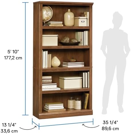 Sauder 5-Shelf Split Bookcase/ Book shelf, Oiled Oak finish