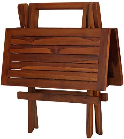 Bare Decor Ravinia Folding Teak Small Table, Oiled Finish Brown