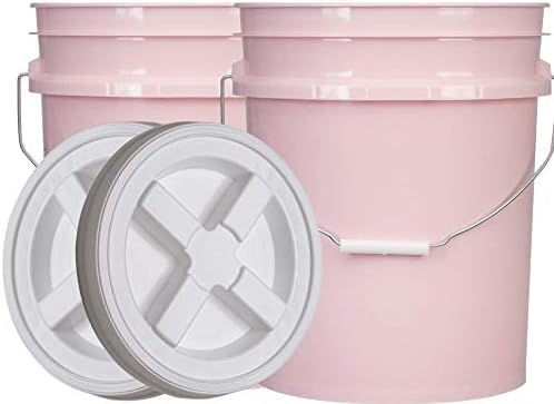 House Naturals 5 Gallon Pink Food Grade Bucket Pail with Air Tight screw on L...