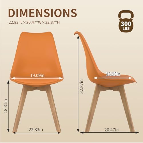 Dining Chairs Set of 4, Modern Leather Kitchen Chairs with Wood Legs