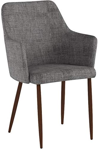 Christopher Knight Home Zeila Mid-Century Modern Fabric Dining Chair with Wood Finished Metal Legs, 2-Pcs Set, Light Grey / Dark Brown
