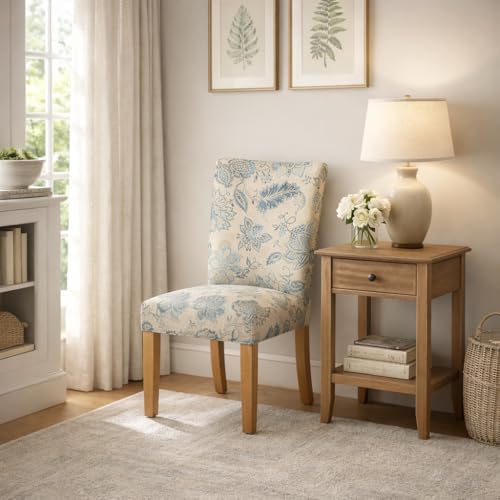 HomePop Parsons Dining Chair, Blue Jacobean (Set of 2)