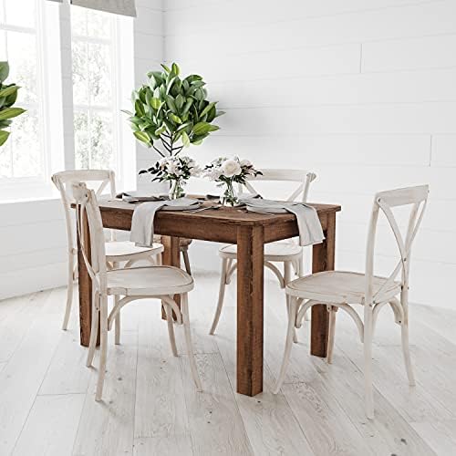 Merrick Lane Jessamine 46" x 30" Rectangular Rustic Solid Pine Farm Dining Table, Antique Farmhouse Wooden Dining Table for Kitchens and Parties, Antique Rustic