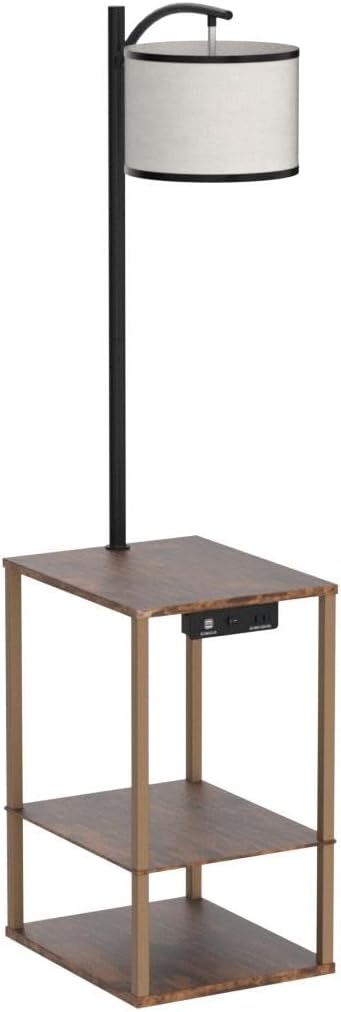 SUNMORY Floor Lamp with Table Shelves, End Side Table for Living Room