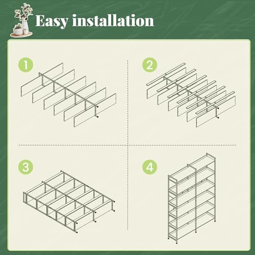 Huuger 6 Tier Bookshelf with 12 Open Shelves and Raised Baffle, Black