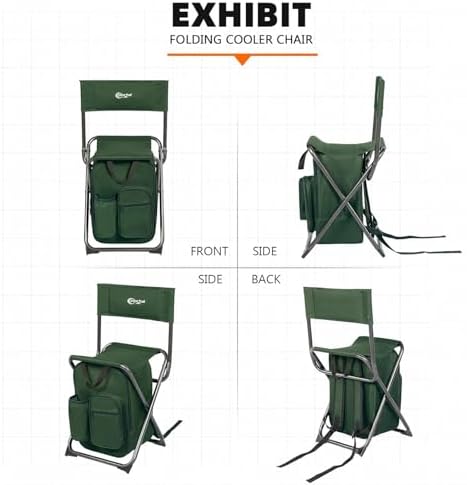 Portal Backpack Cooler Chair with Backrest, Portable Folding Stool