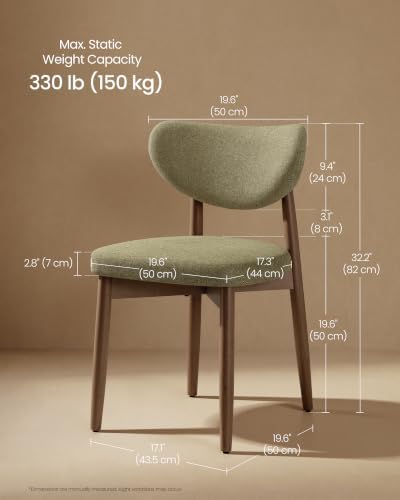 VASAGLE Wooden Dining Chairs Set of 4, Upholstered Kitchen Chairs
