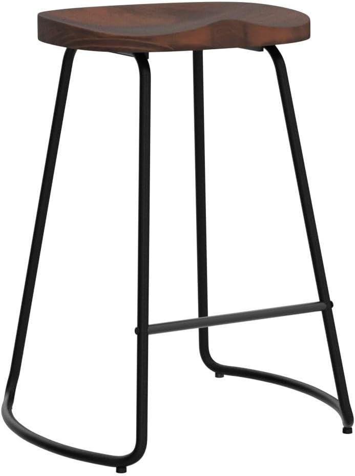 HeuGah 26" Wood Counter Height Bar Stools Set of 2 for Kitchen Island