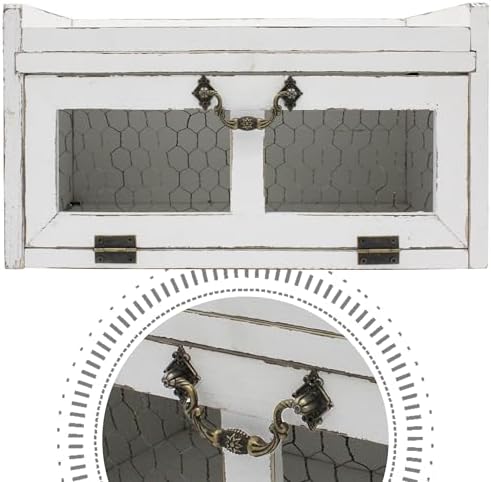 Farmhouse Countertop Storage Organizer, Rustic Wood Kitchen Cabinet with Chic...