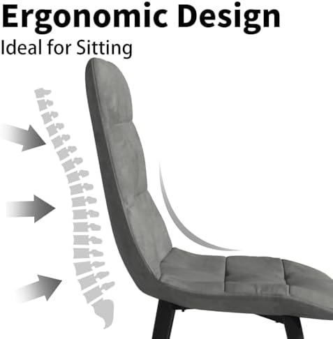 Velvet Dining Chairs Set of 4,Upholstered Gray Dining Room Chairs