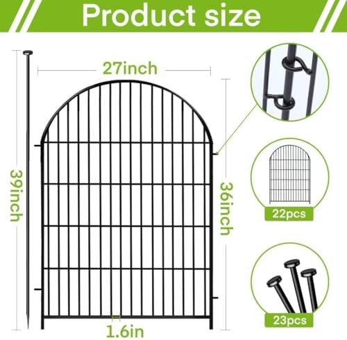 ADAVIN Garden Fencing 36 inch High, 22 Panels Dog Fence Outdoor for Yard, 48F...