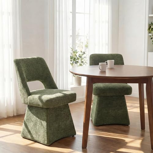 VKNOW Upholstered Swivel Dining Chairs Set of 4 with Curved Open Back
