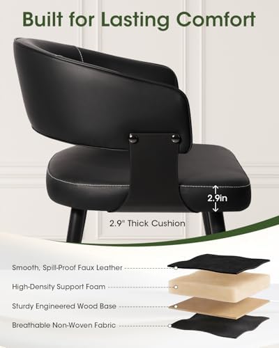 Dining Chairs Set of 2, Modern Faux Leather Kitchen Chairs