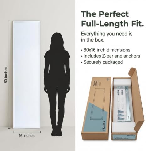 Better Bevel 16" x 60" Frameless Full-Length Rectangle Mirror | 1&q...
