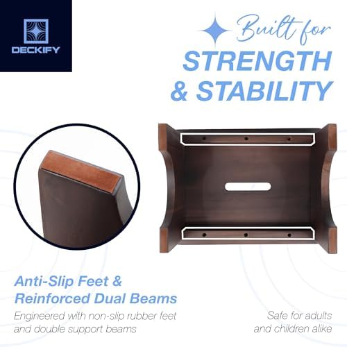 Wooden Step Stool for Adults, Non-Slip, Rich Walnut, 6.5 Inch