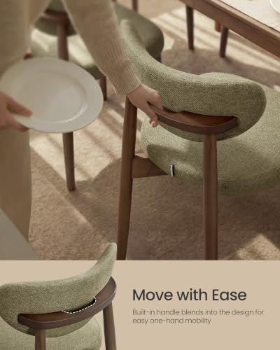 VASAGLE Wooden Dining Chairs Set of 6, Upholstered Kitchen Chairs
