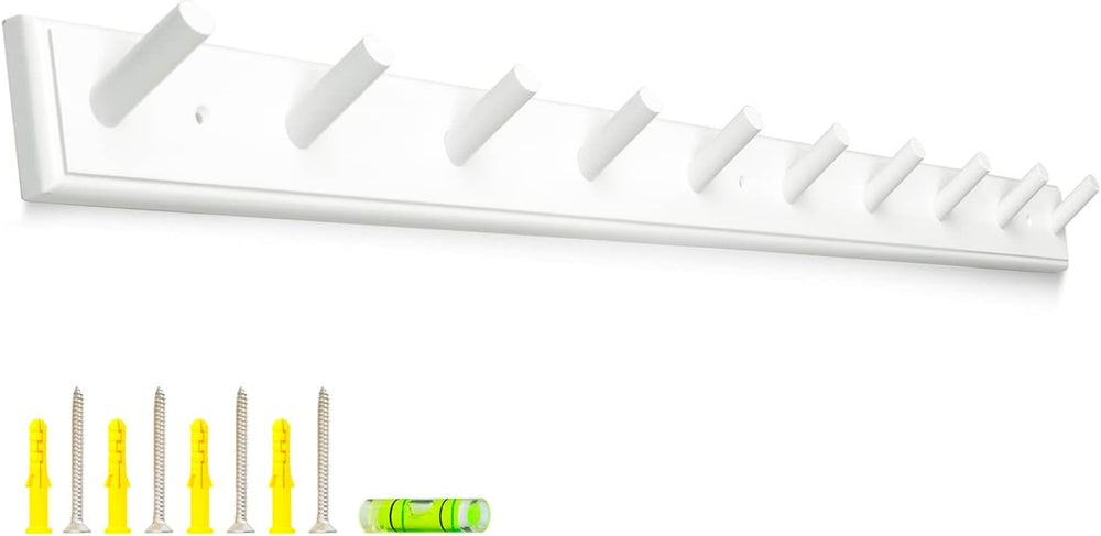 10 Hook Coat Rack Wall Mounted, Long 38 Inches Wooden Wall Coat Hanger with 1...