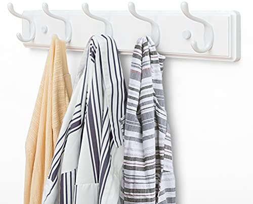 Badiano Heavy Duty Wooden Coat Rack, Wall-Mounted Organizer, 24 Inch, White
