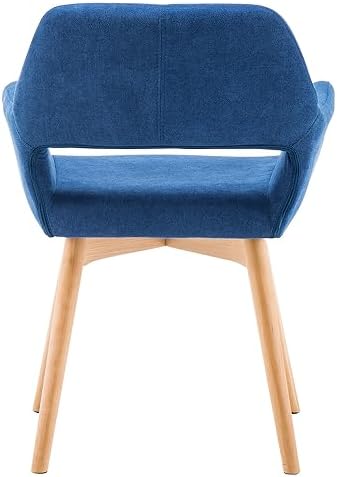 Mid Century Modern Dining Chairs Set of 2 & 4 & 6 Comfy Accent Chair Upholstered Kitchen Dining Living Room Chairs for Bedrooms Waiting Room Home Arm Desk Chair No Wheels (Blue, 2)