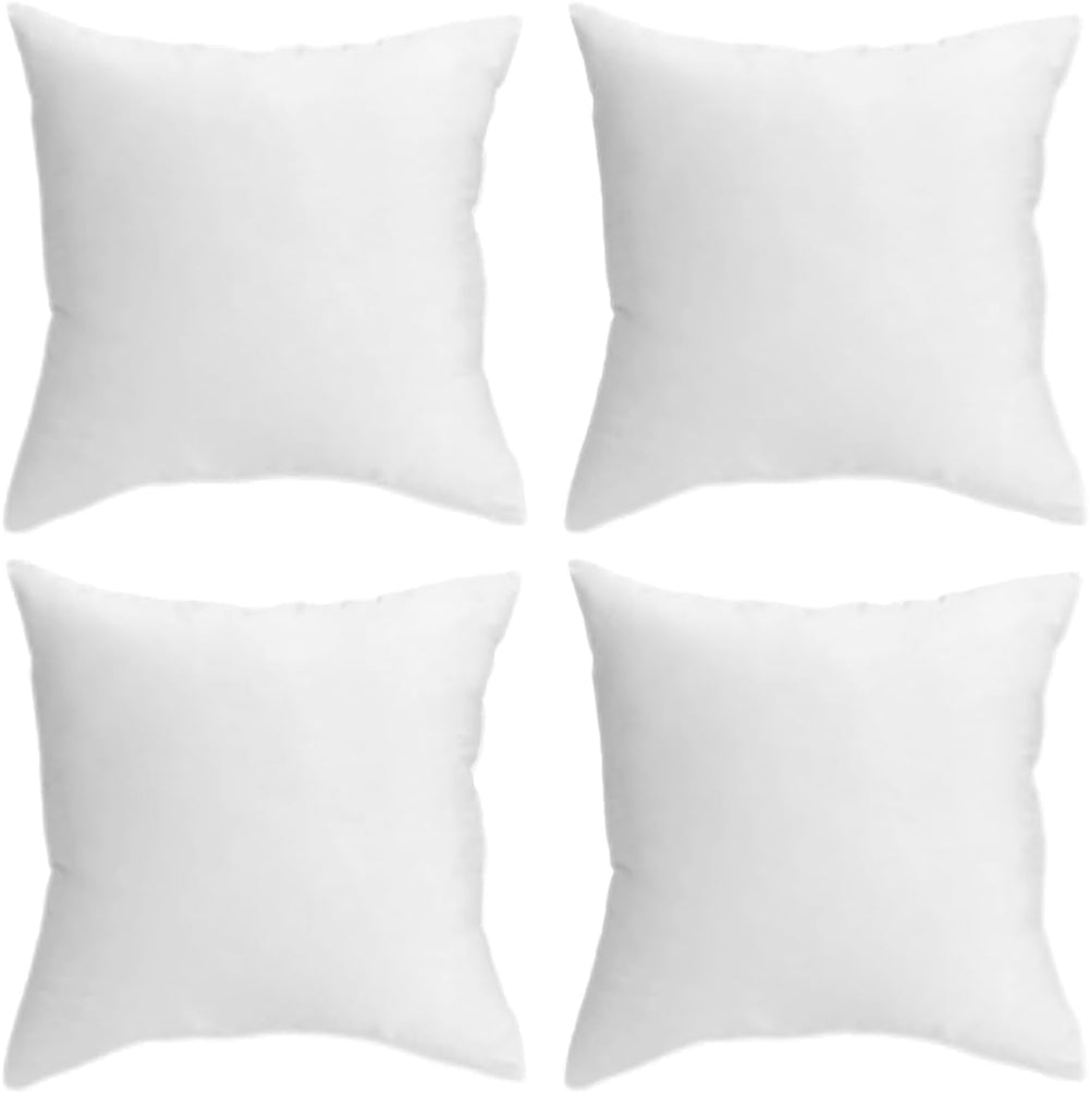 QUBA LINEN 22 x 22 Throw Pillow Insert - Pack of 4 White, Down Alternative Pi...