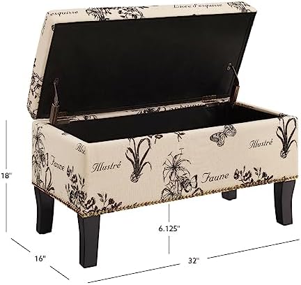 Linon Stephanie Ottoman, Botanical Linen