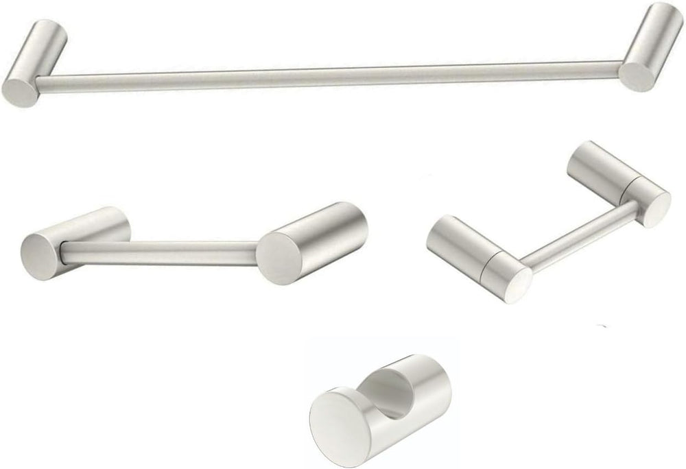 The Door Bull Modern 4-Piece Bathroom Hardware Set - Brushed Nickel