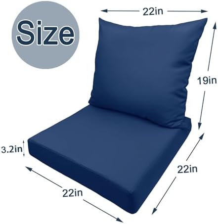 Bcareself Outdoor Deep Seat Cushion Set Waterproof & Fade Resistant Patio...