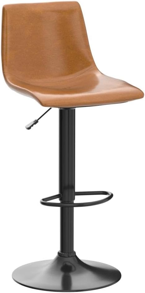 Waleaf Adjustable Bar Stools Set of 2, Modern Faux Leather Swivel Barstools