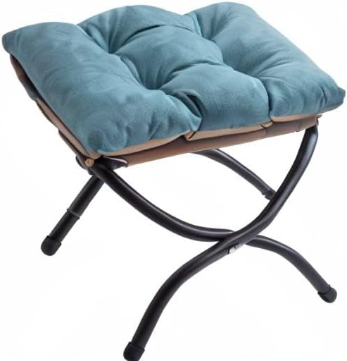 15" Upholstered Folding Foot Rest Stool with Foldable Metal Frame Blue