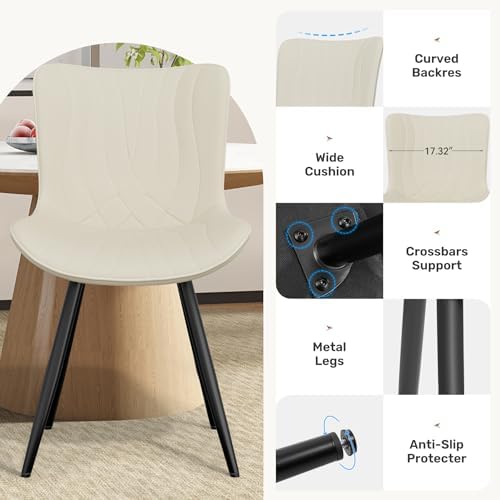 Modern Dining Chair, PU Leather Dining Room Chairs Set of 6
