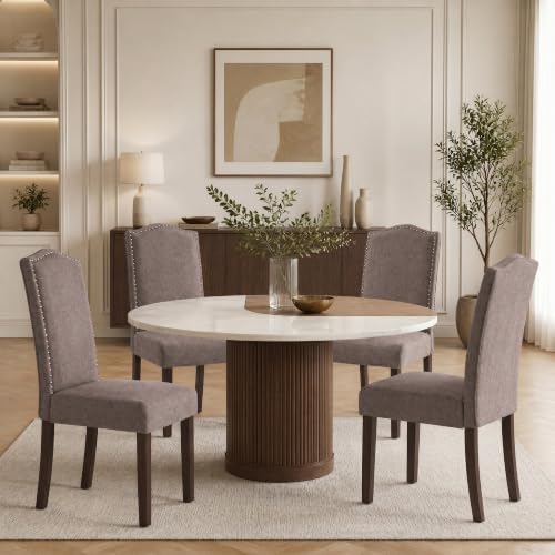 Upholstered Dining Chair Modern Stylish Kitchen Diner Fabric Set of 6