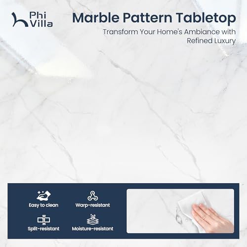 PHI VILLA Dining Table Set for 4, Marble Design Kitchen Table and Chairs