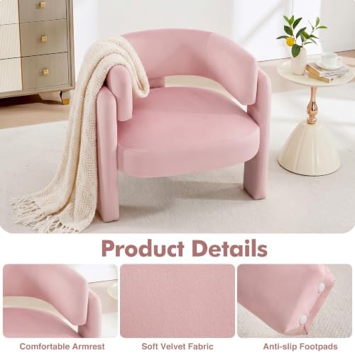 Accent Chair for Living Room, Modern Velvet Barrel Chair, Upholstered Living ...