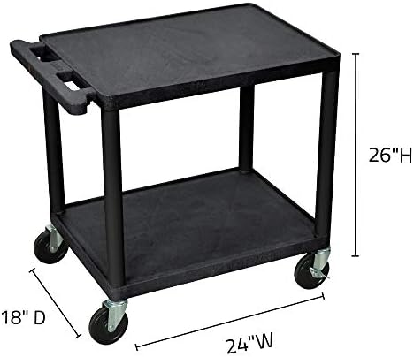Luxor 26" H Black 2 Shelf A/V Multipurpose Utility Cart