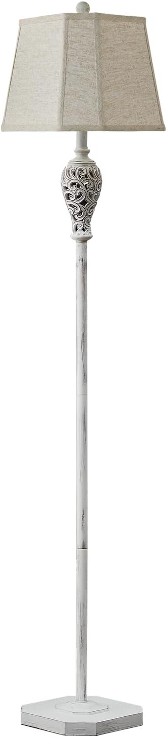 65'' Rustic Floor Lamp for Living Room with 2 Light Sources