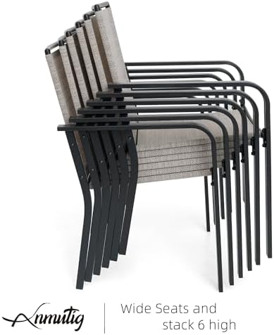 Outdoor Patio Dining Set with 63"x38" Rectangle Table,Gray Stackable Chairs
