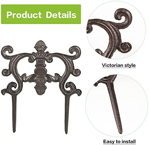 Sungmor Cast Iron Brown Flower Bed Edging - 9.4 Inches Tall 4 Pack