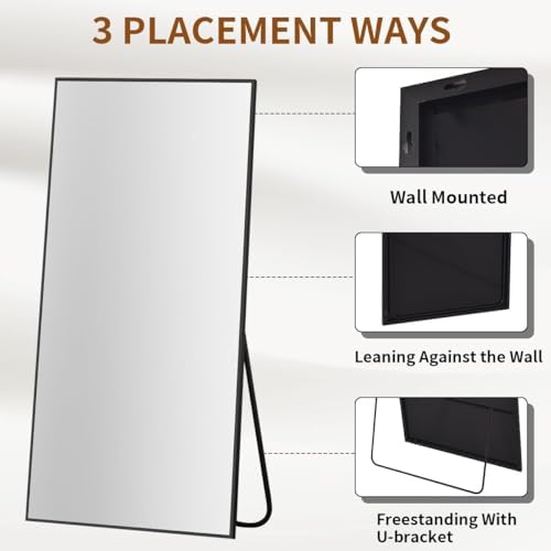 VooBang Large Full Length Mirror 78" x 35" - Shatterproof Black