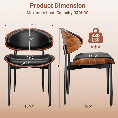 YaFiti Dining Chairs Set of 2, Mid Century Modern PU Leather Kitchen Chairs