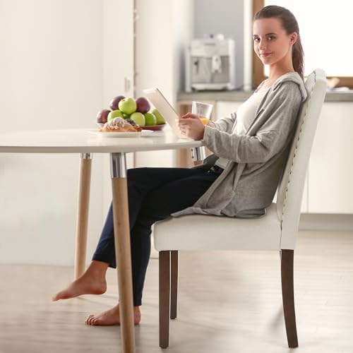DUMOS Dining Chairs Set of 6, Upholstered Accent Chair, Beige