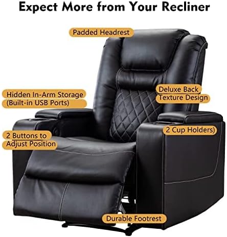CANMOV Electric Power Recliner Chair Set of 2, Breathable Leather Home Theate...