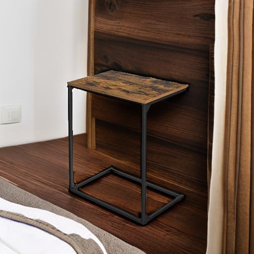 VASAGLE C Shape End Table for Couch or Sofa, Industrial Small Side Table