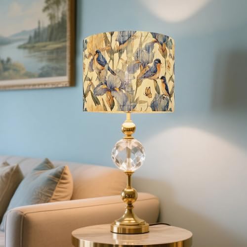 Rustic lamp shade Floral Bird Butterfly Pattern bamboo material11.8x9Inch