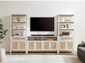 SICOTAS 68.5" Tall Boho Large White Rattan Bookshelf with Drawer and Doors