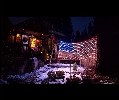 American Flag String Lights, Waterproof Led Flag Net Light, with 420 Super Br...