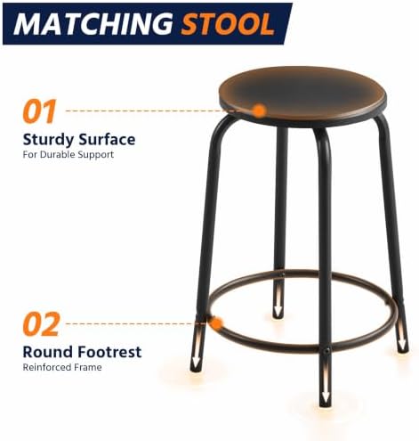 Yaheetech Glass Drafting Table & Stool, Drawing Table for Artists, Black