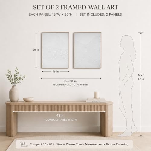 Artiluxy 3D Minimalist Textured Abstract Wall Art Set of 2, Neutral